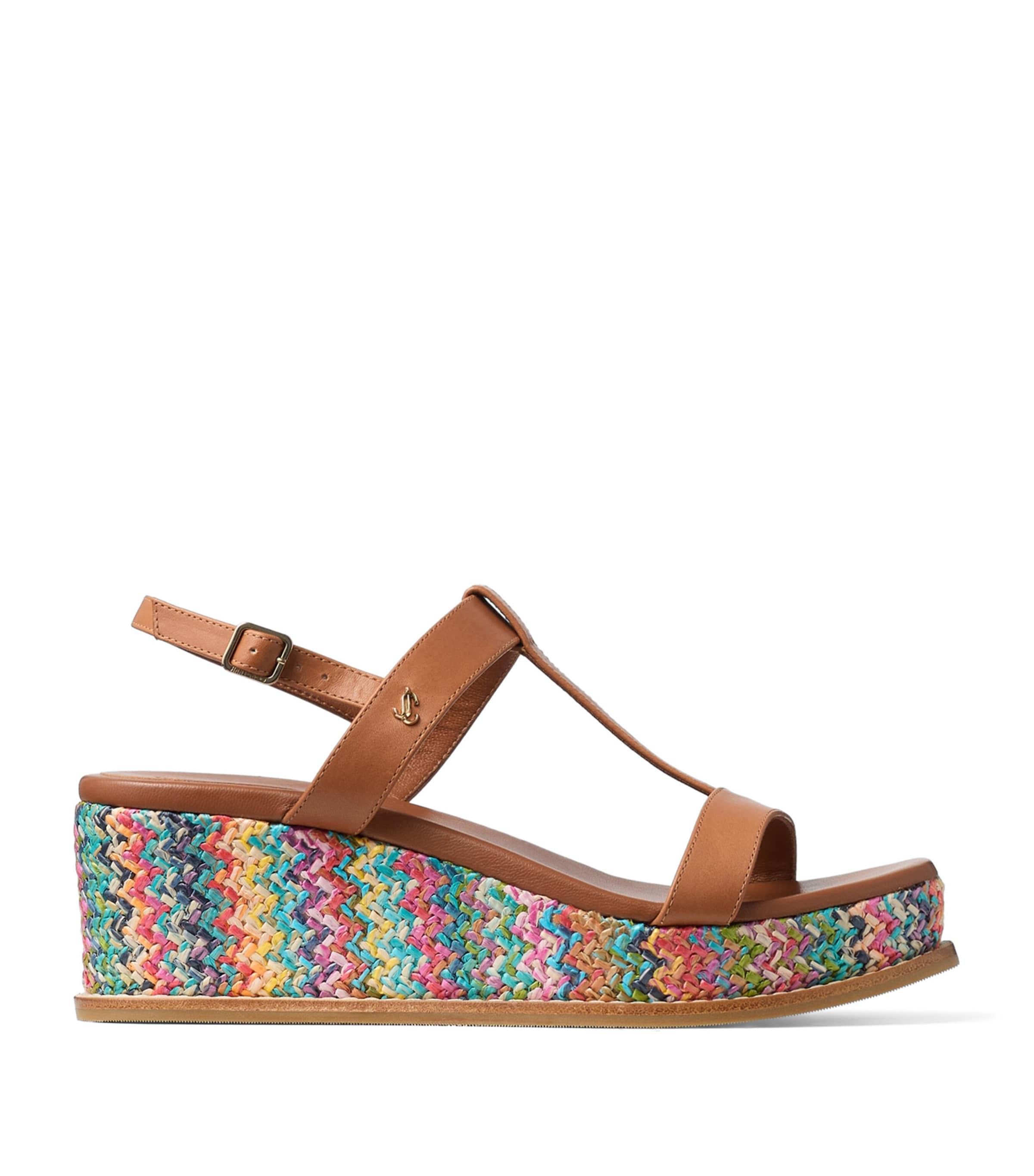 Jimmy Choo Theia 60 Leather Wedge Sandals by JIMMY CHOO