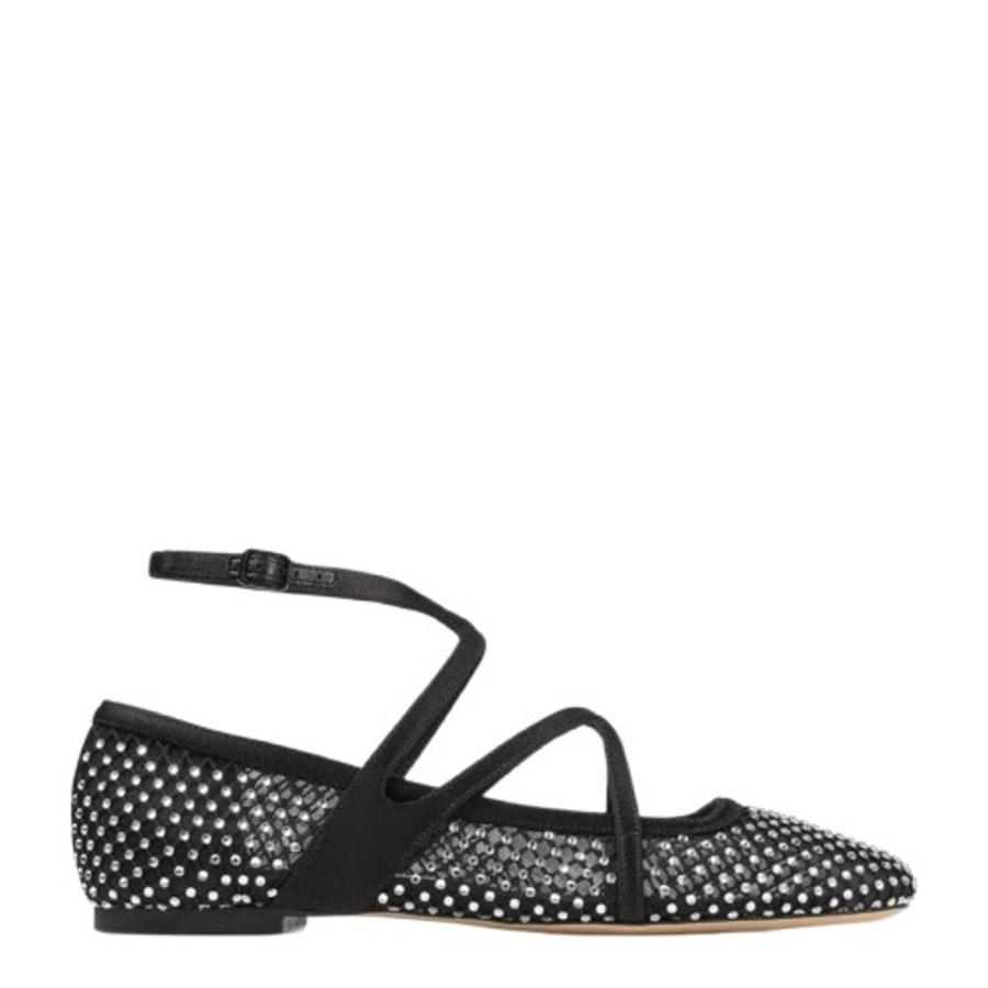 Jimmy Choo Womens Astoria Black Crystal Ballet Flats by JIMMY CHOO