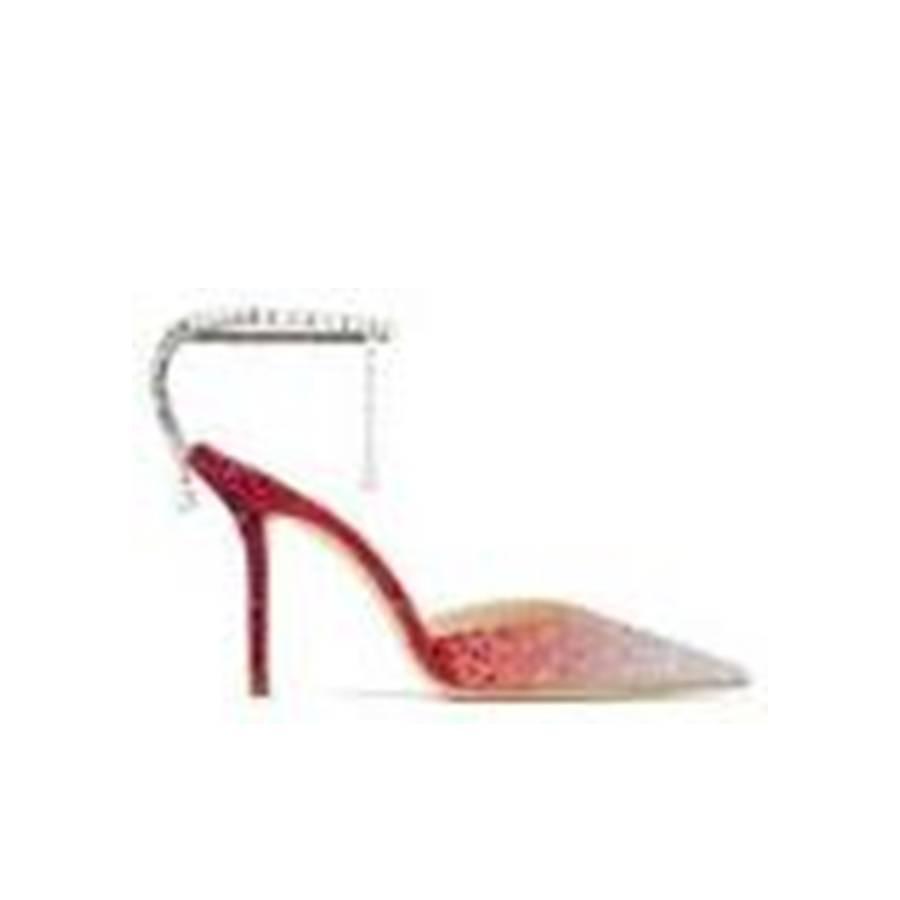 Jimmy Choo Womens Saeda 85mm Silver/Red Pump Heels by JIMMY CHOO