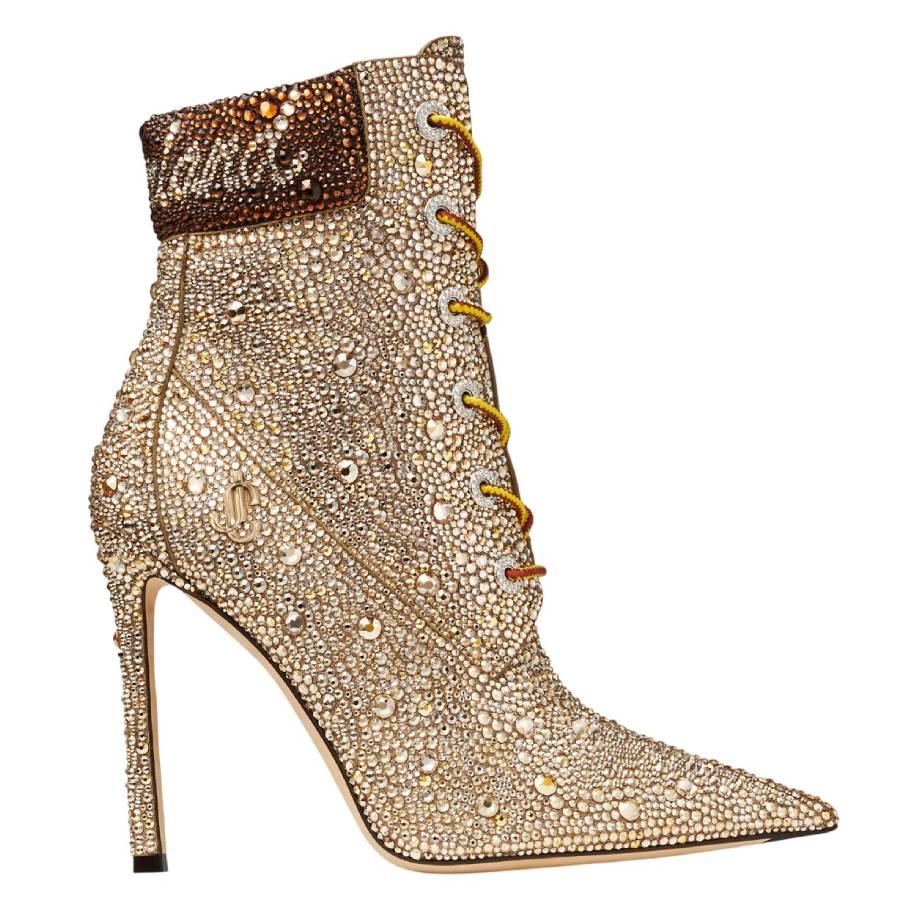 Jimmy Choo X Timberlan Shimmer Suede Crystal Boots by JIMMY CHOO