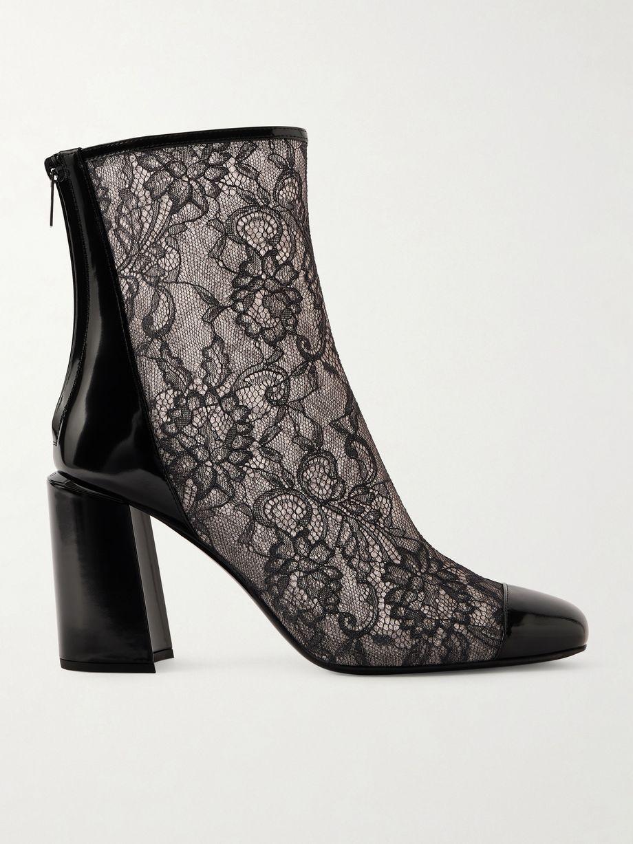 Kisu AB 85 patent leather-trimmed lace ankle boots by JIMMY CHOO