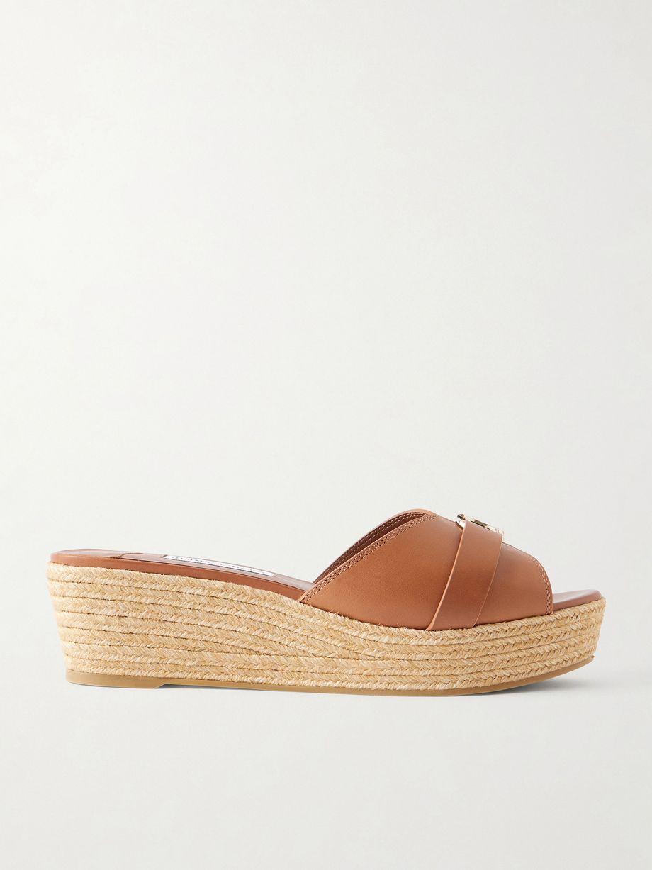 Leda logo-embellished leather platform espadrilles by JIMMY CHOO