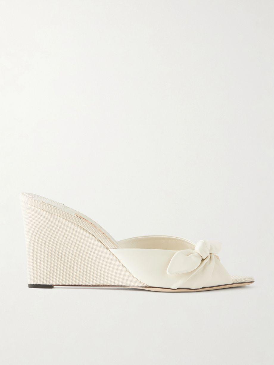 Livi 85 bow-embellished leather wedge sandals by JIMMY CHOO