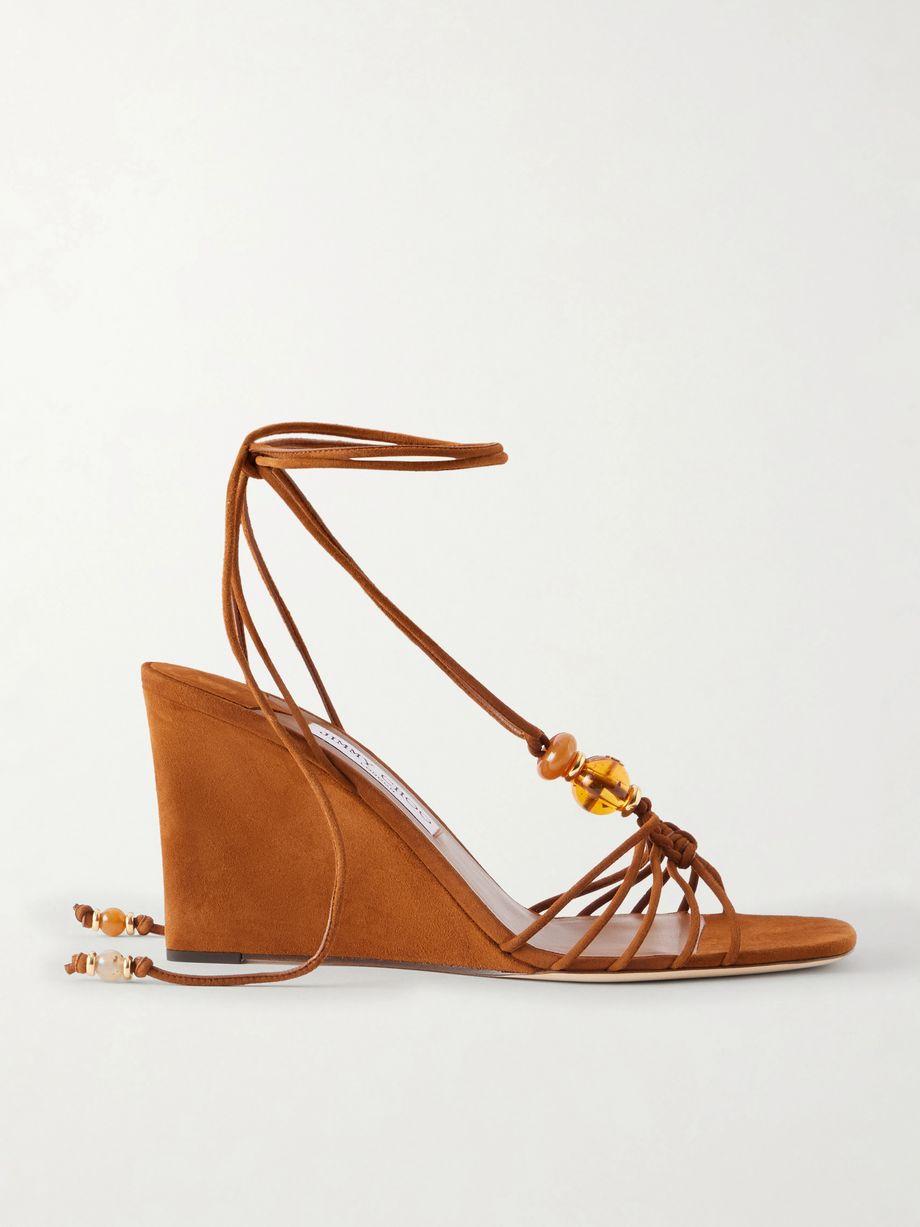 Lova 85 embellished suede wedge sandals by JIMMY CHOO