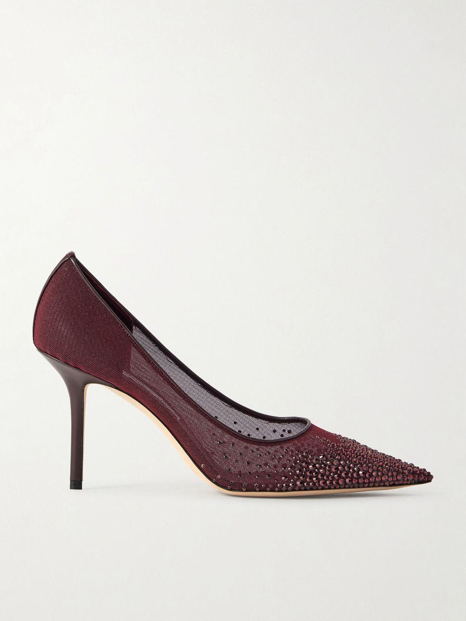 Love 85 crystal-embellished leather-trimmed mesh pumps by JIMMY CHOO