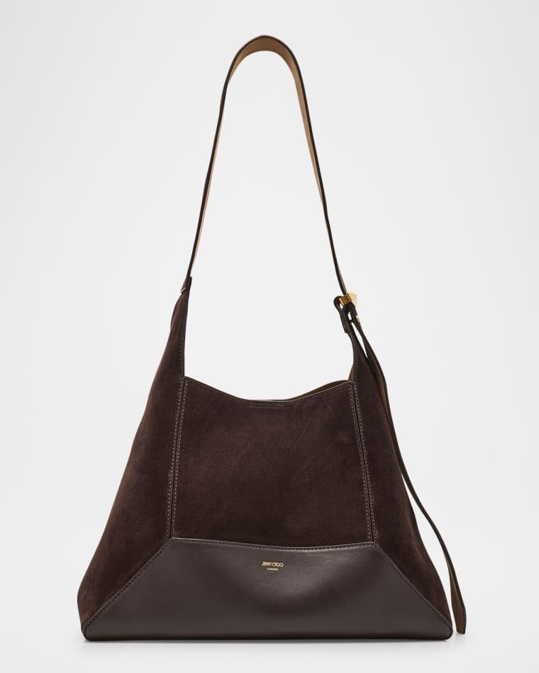 Medium Diamond Brown Suede & Leather Hobo Bag by JIMMY CHOO