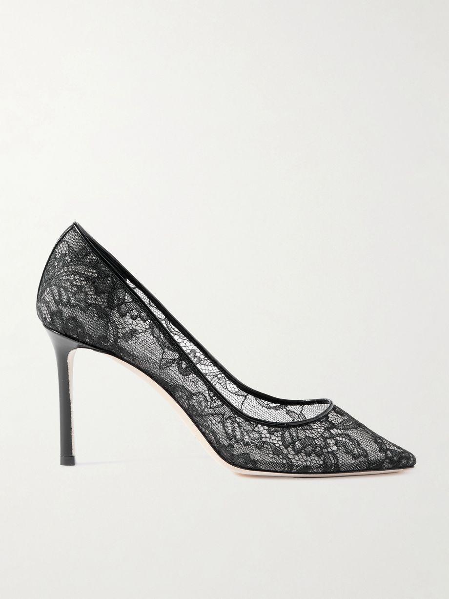 Romy 85 leather-trimmed lace pumps by JIMMY CHOO