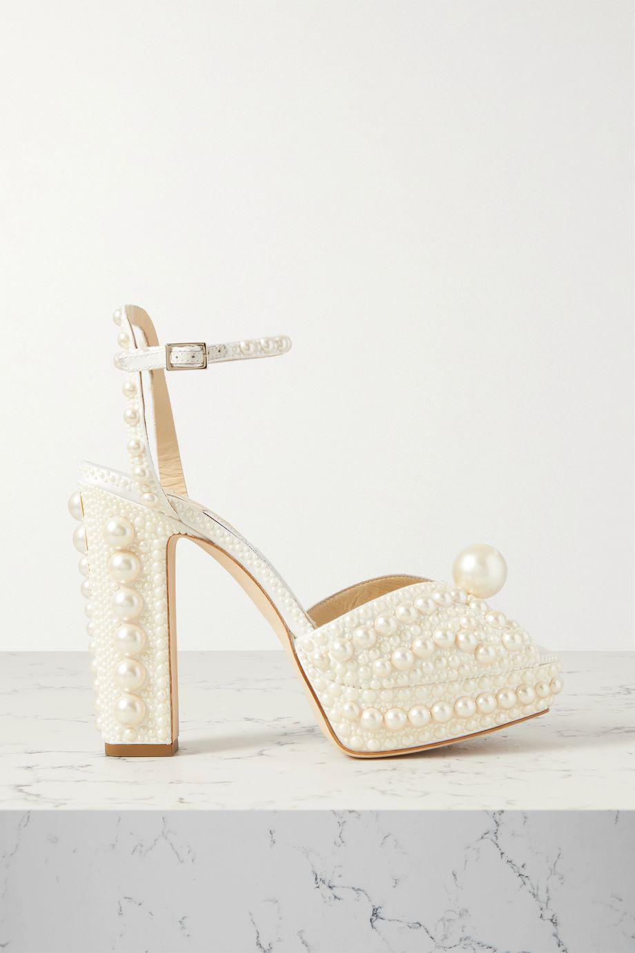 Sacaria 120 embellished satin platform sandals by JIMMY CHOO