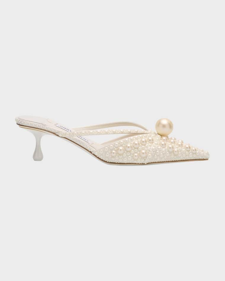 Sana 51 Pearly Leather Mules by JIMMY CHOO