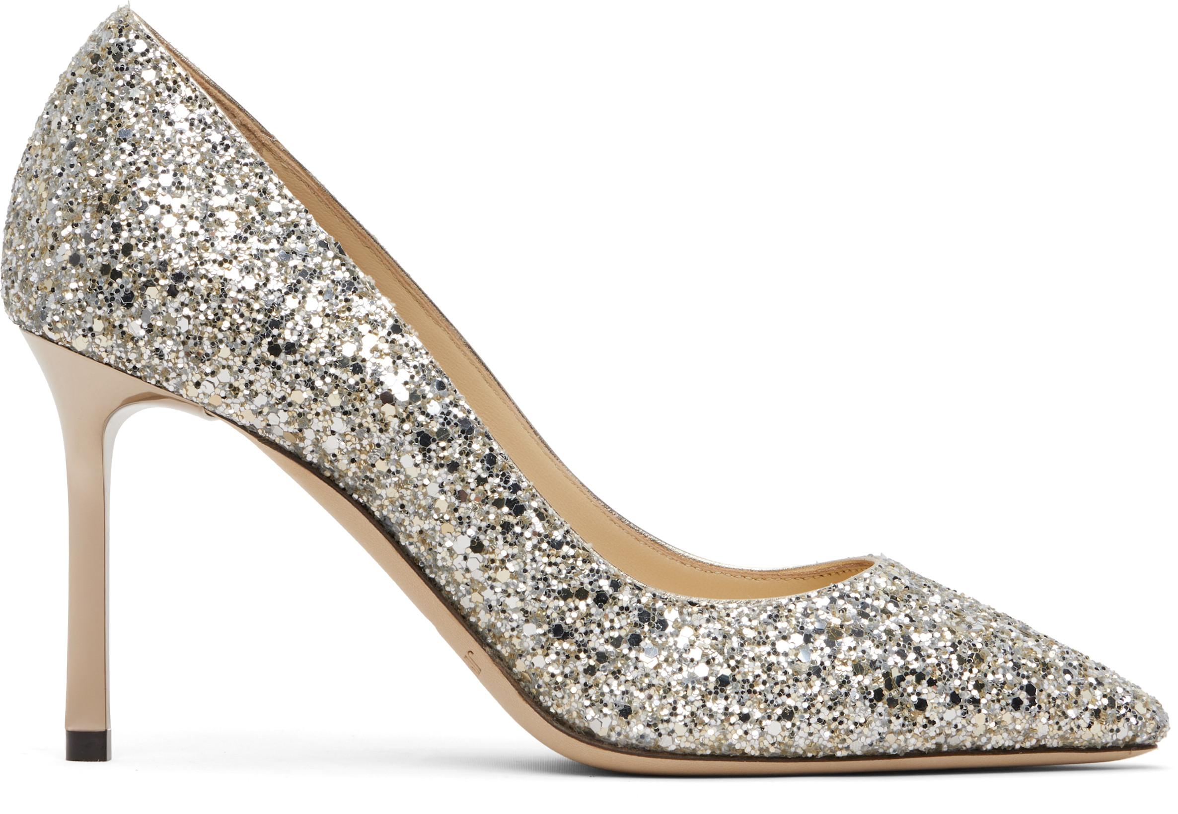 Silver Romy 85 Heels by JIMMY CHOO