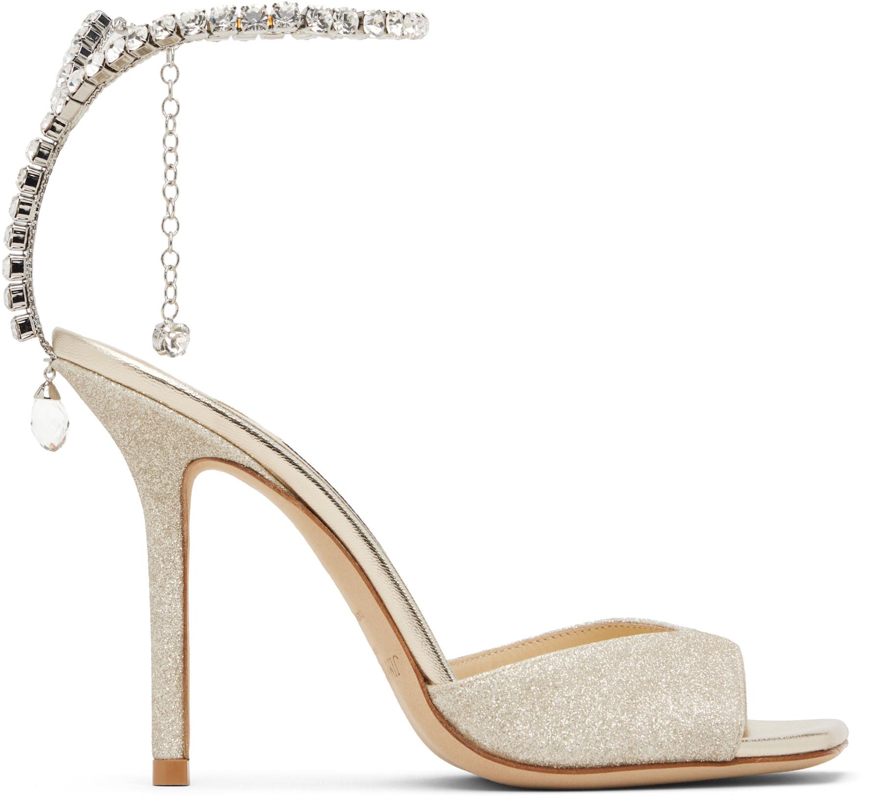 Silver Saeda 100 Heeled Sandals by JIMMY CHOO