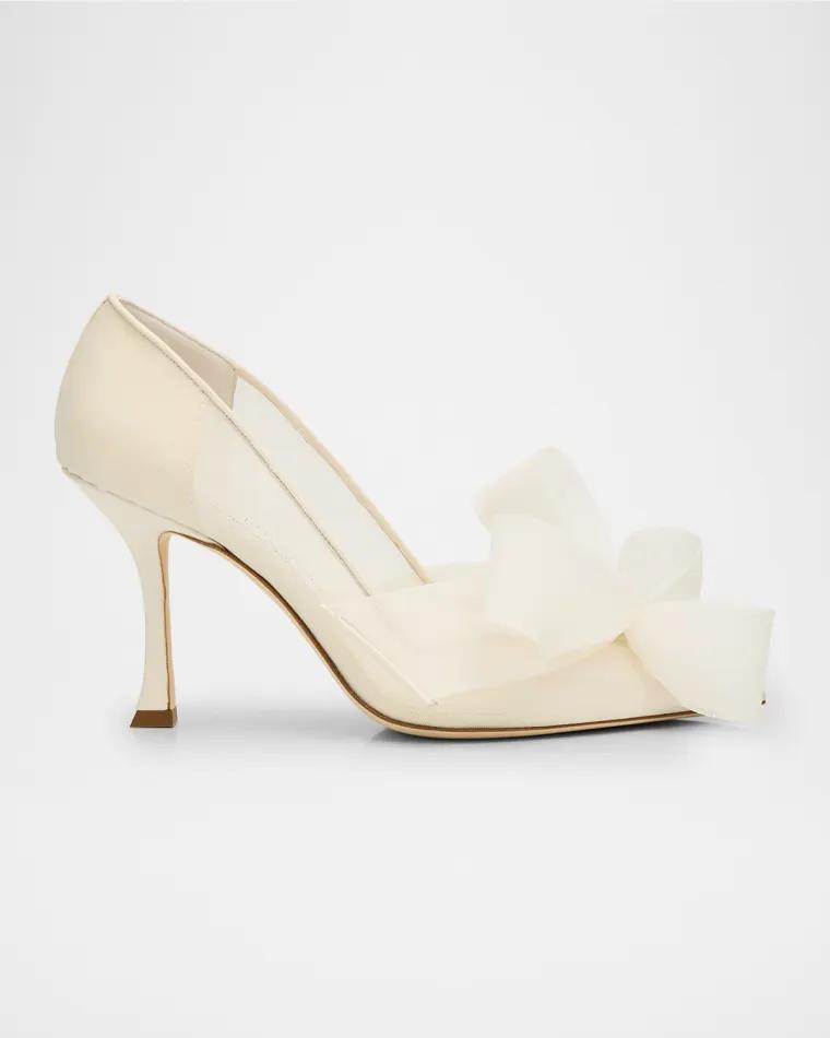Staz Bow Mesh Pointed Pumps by JIMMY CHOO