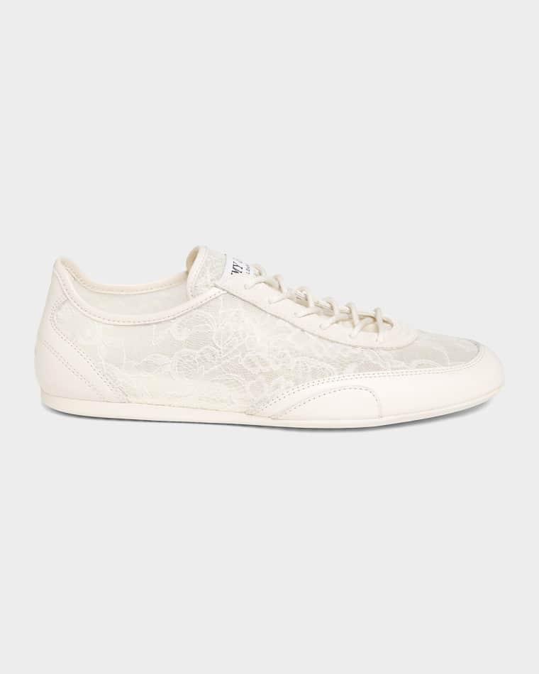 Sunny Floral Lace and Leather Low-Top Sneakers by JIMMY CHOO