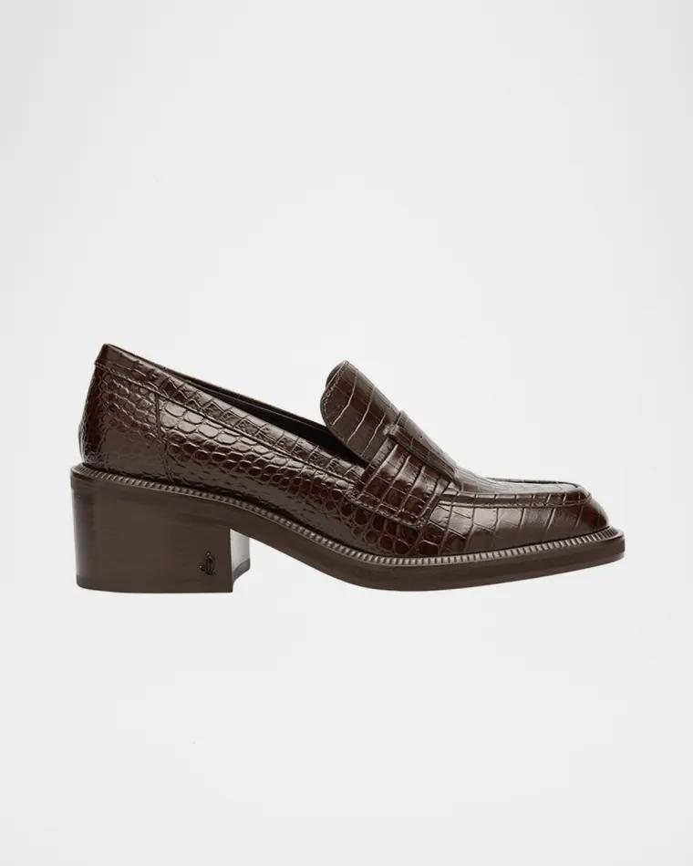 Tylor 60 Croc-Embossed Leather Loafers by JIMMY CHOO