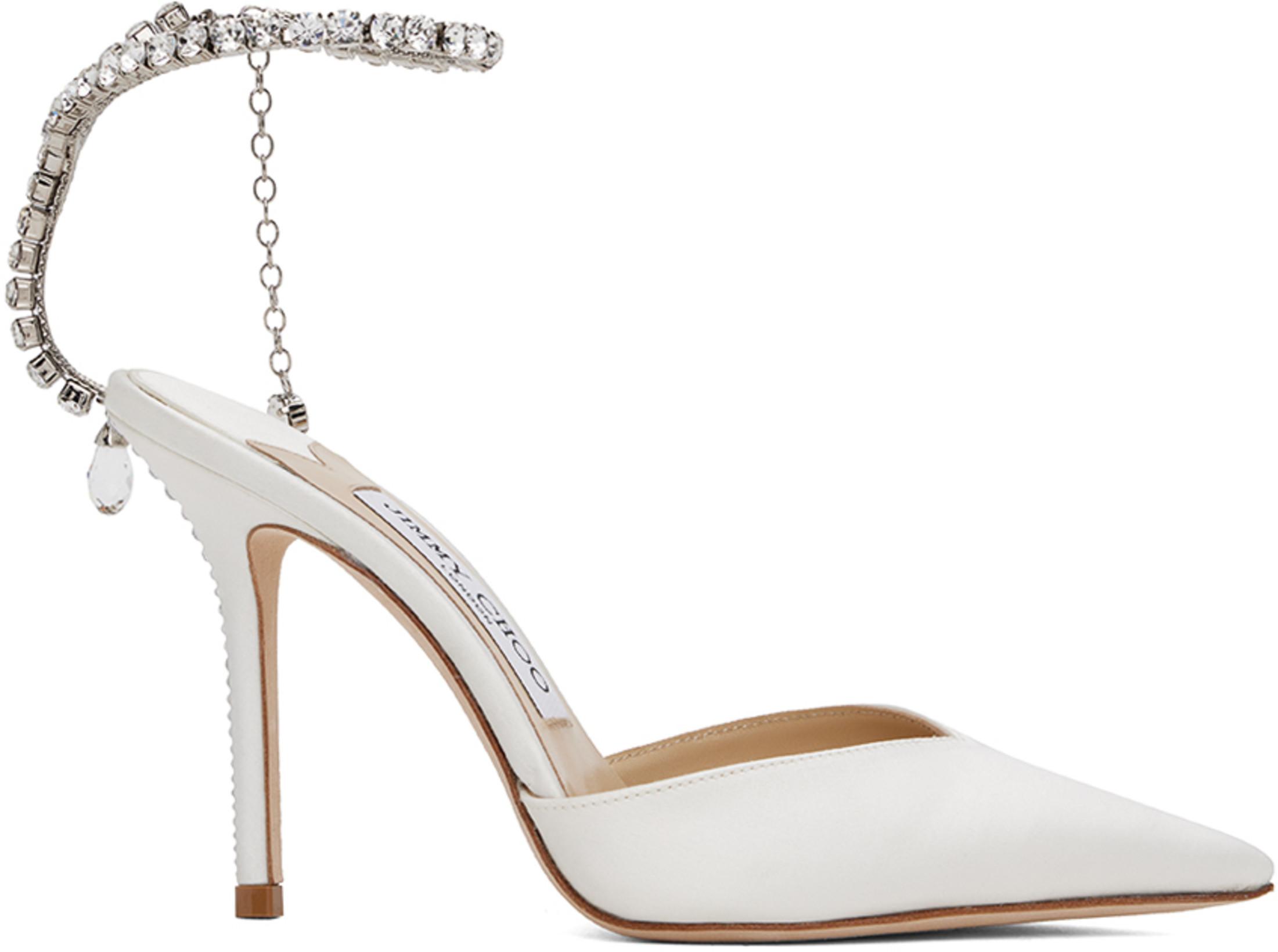 White Saeda 100 Heels by JIMMY CHOO