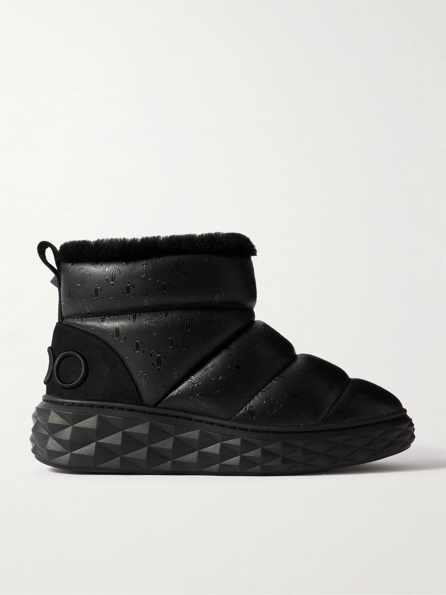 Xan shearling-lined quilted logo-embossed leather boots by JIMMY CHOO