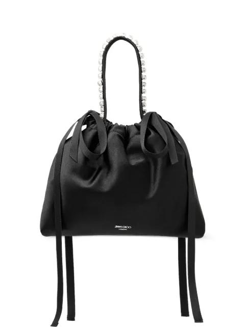 crystal-detail drawstring top-handle bucket bag by JIMMY CHOO