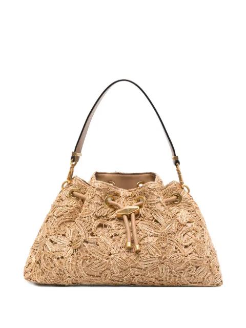 medium Chin flower-raffia tote bag by JIMMY CHOO