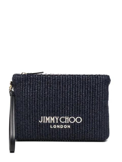 woven logo-print clutch bag by JIMMY CHOO