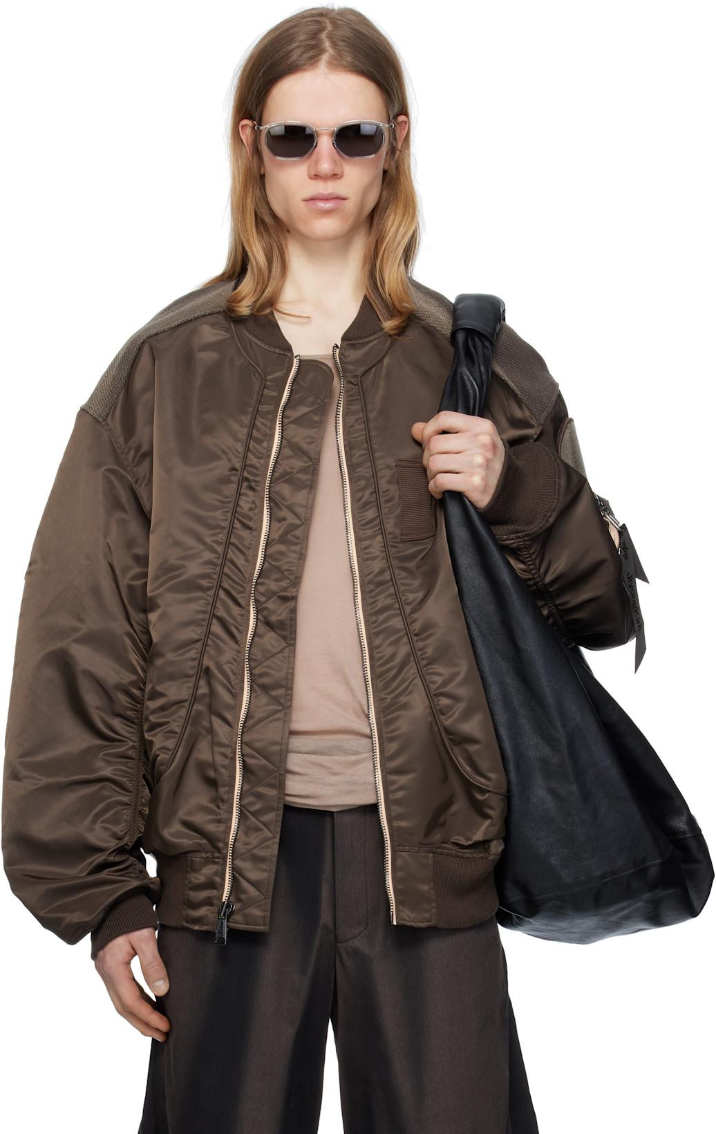 Brown Sun-Bleached Flight Bomber Jacket by JIYONG KIM