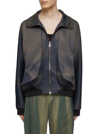 Sun Bleached Multi Pocket Satin Bomber Jacket by JIYONG KIM