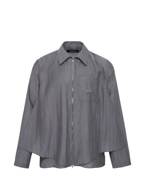 layered zip-up shirt by JIYONG KIM
