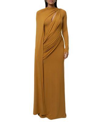 Draped Elegance Cape Dress by JLUXLABEL