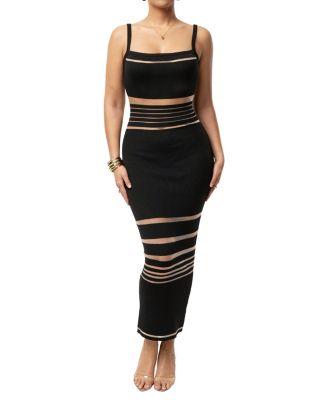Striped Rib Knit Dress by JLUXLABEL