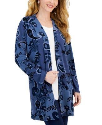 Women's Printed Open Front Cardigan by JM COLLECTION