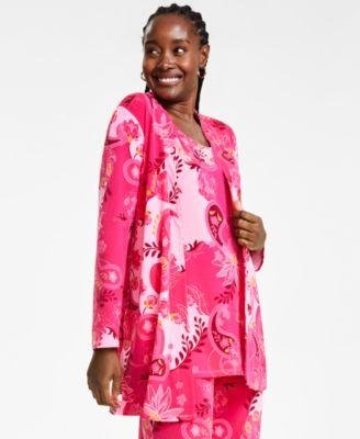 Women's Printed Open Front Cardigan by JM COLLECTION
