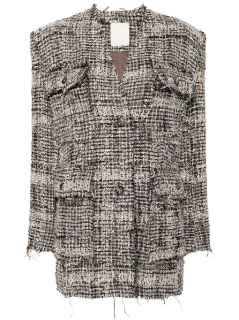 V-neck tweed jacket by JNBY