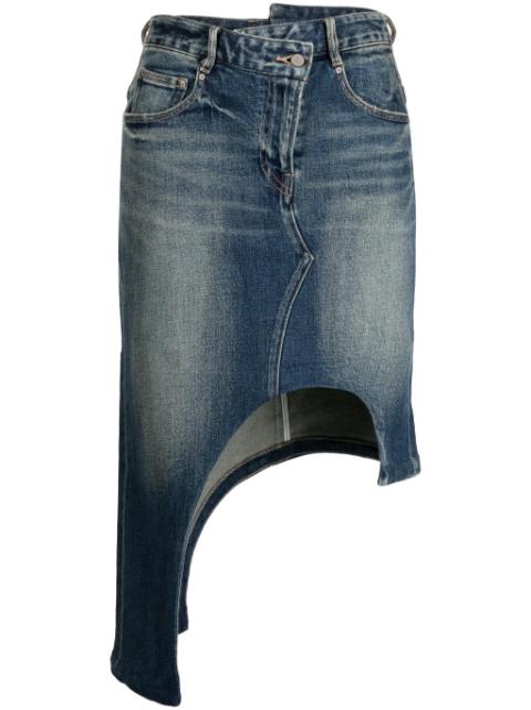 asymmetric-design denim skirt by JNBY