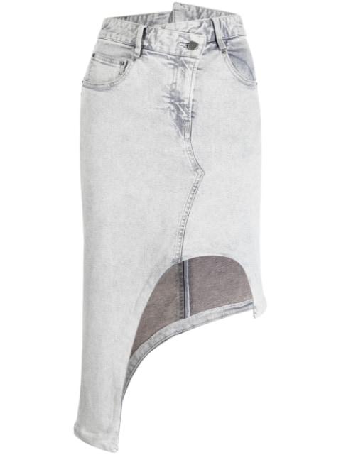 asymmetric-design denim skirt by JNBY