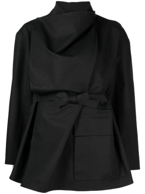 asymmetrical layered tie-waist jacket by JNBY
