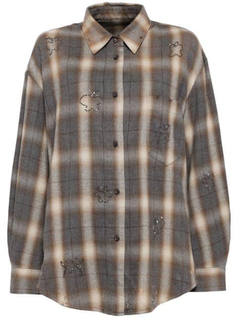 beaded flannel shirt by JNBY