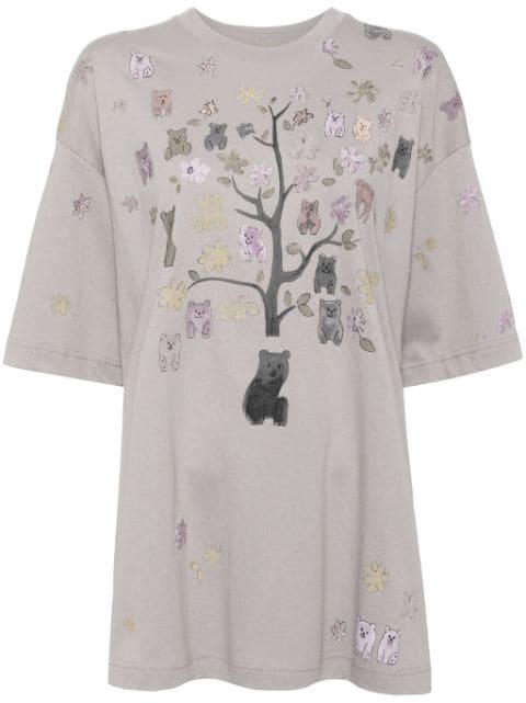 bear printed short sleeved t-shirt by JNBY