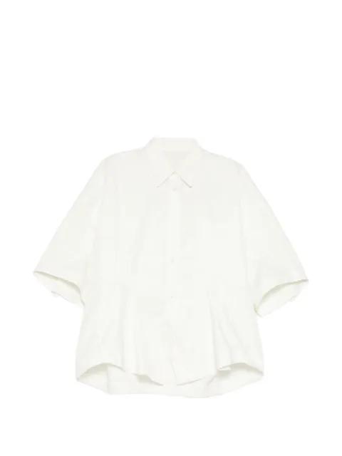 chest pocket pleated shirt by JNBY