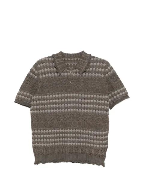 collared patterned knit top by JNBY