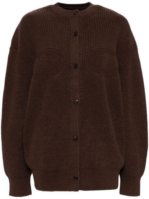 collarless cardigan by JNBY