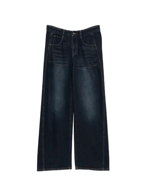 cotton wide-leg jeans by JNBY