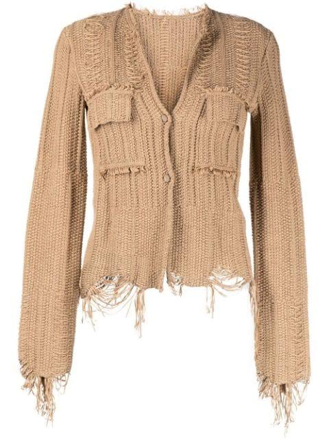 cropped button-up cardigan by JNBY