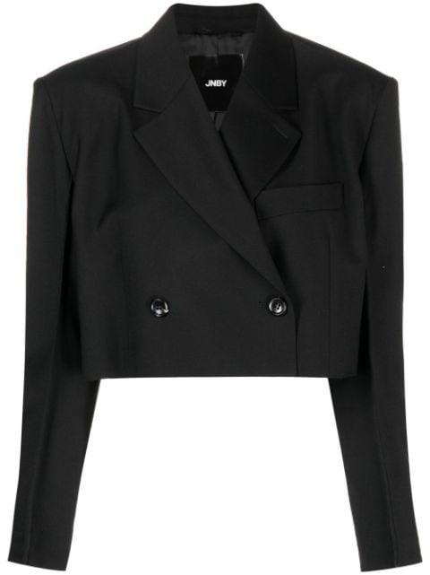 cropped.double-breasted blazer by JNBY