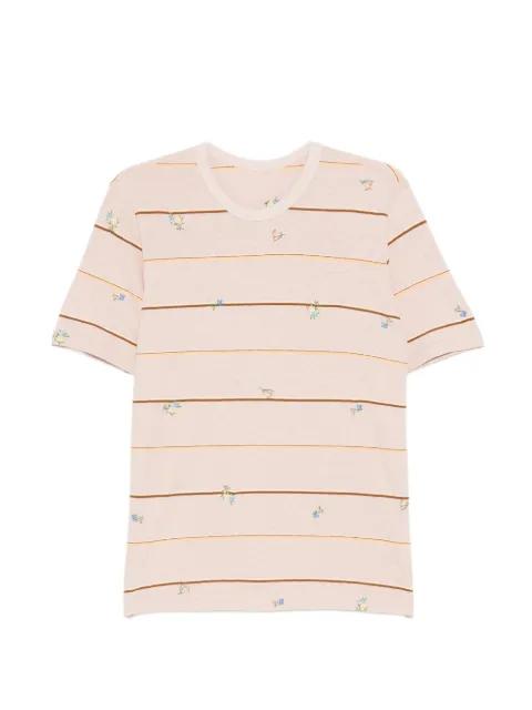 embroidered striped T-shirt by JNBY