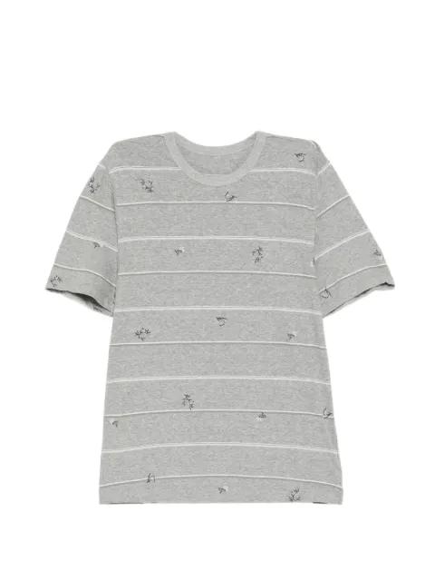 embroidered stripes T-shirt by JNBY