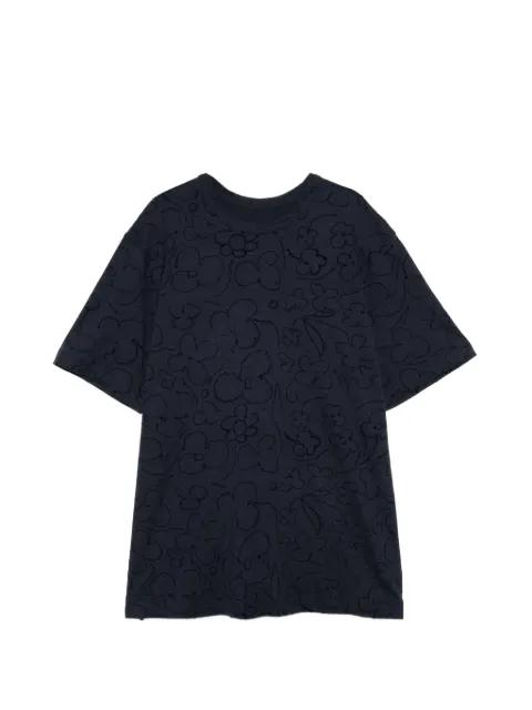 flocked floral-print T-shirt by JNBY