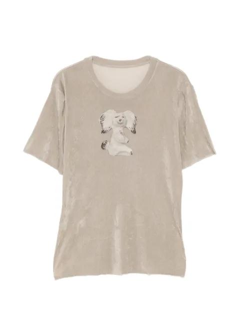 flocked graphic-print T-shirt by JNBY
