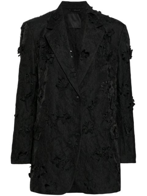 floral-appliqué single-breasted blazer by JNBY