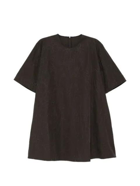 floral-embroidered round neck dress by JNBY