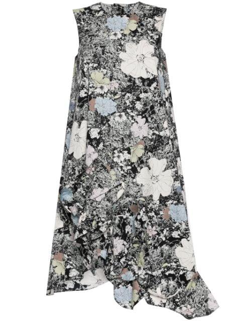 floral-print cotton midi dress by JNBY