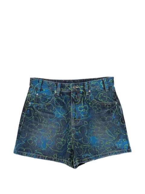 floral-print denim shorts by JNBY